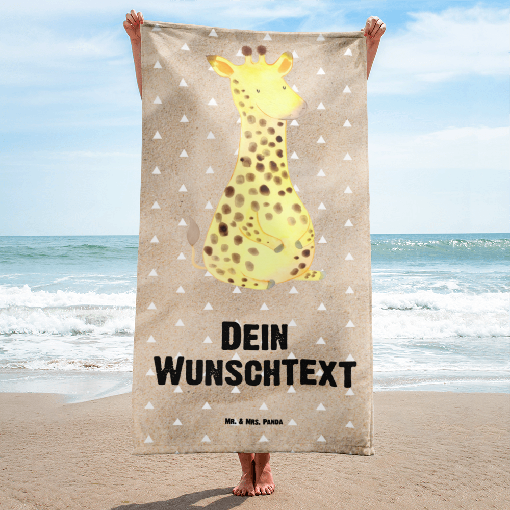 Handtuch mit Namen Giraffe Zufrieden Personalisiertes Badehandtuch, Handtuch personalisiert, Handtuch mit Namen, Badetuch personalisiert, Handtuch bedrucken, Saunatuch mit Namen, Handtuch Geschenk, Afrika, Wildtiere, Giraffe, Zufrieden, Glück, Abenteuer