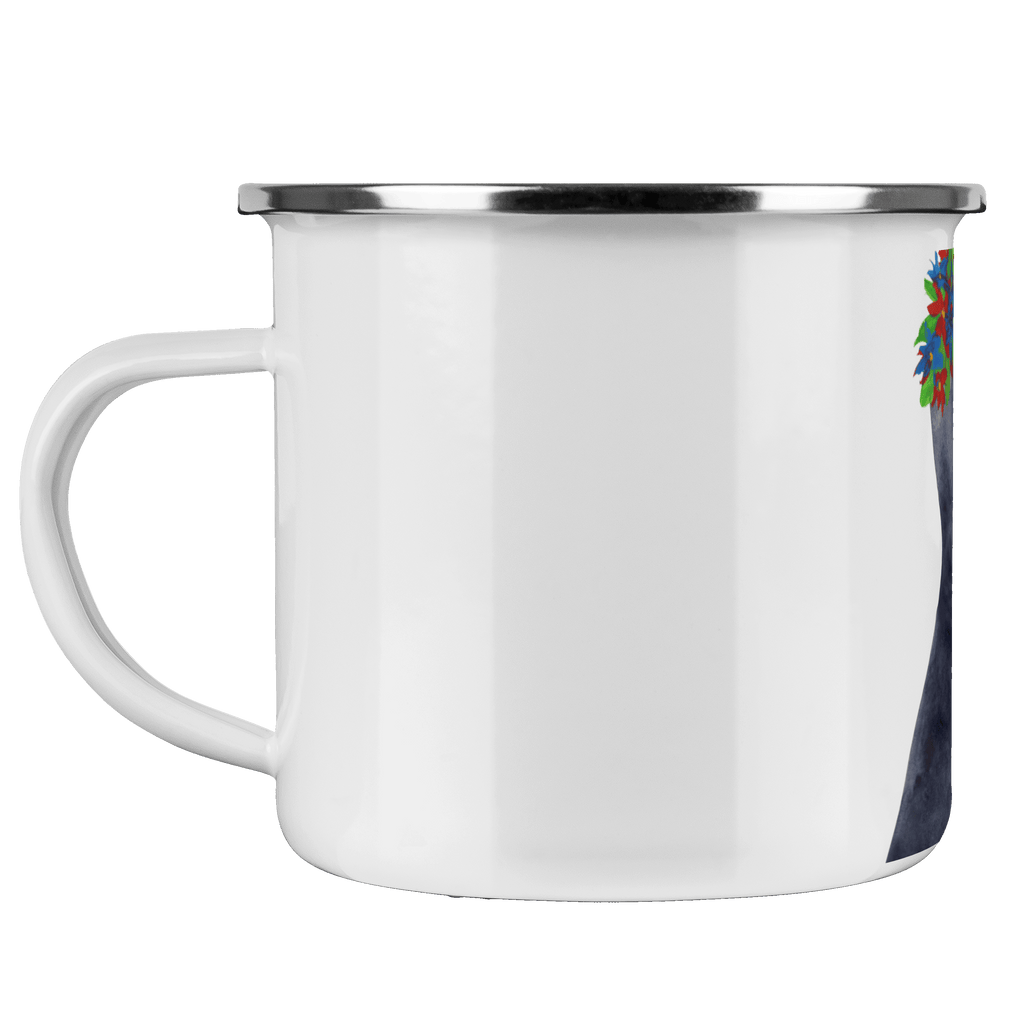 Camping Emaille Tasse Pinguin Blumenkranz Campingtasse, Trinkbecher, Metalltasse, Outdoor Tasse, Emaille Trinkbecher, Blechtasse Outdoor, Emaille Campingbecher, Edelstahl Trinkbecher, Metalltasse für Camping, Kaffee Blechtasse, Camping Tasse Metall, Pinguin, Pinguine, Blumenkranz, Universum, Leben, Wünsche, Ziele, Lebensziele, Motivation, Lebenslust, Liebeskummer, Geschenkidee