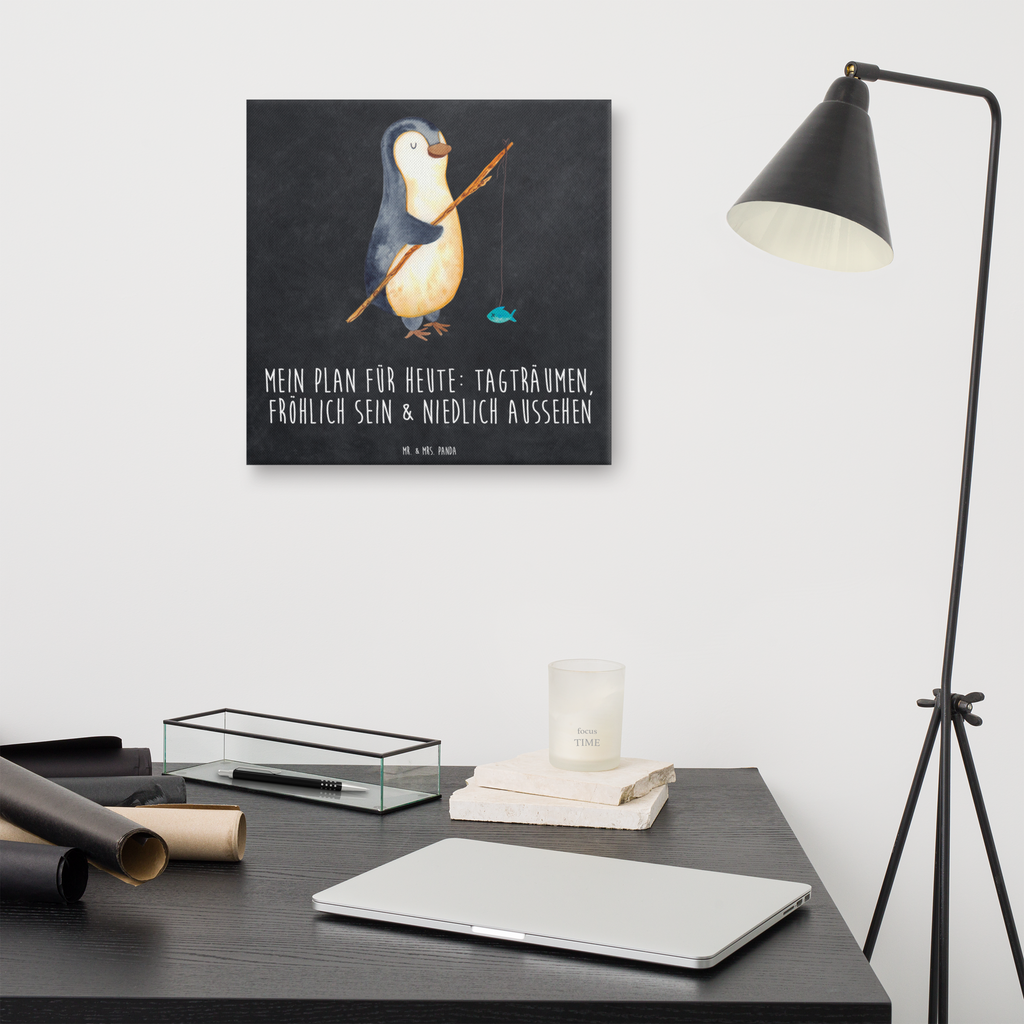 Leinwand Bild Pinguin Angler Leinwand, Bild, Kunstdruck, Wanddeko, Dekoration, Pinguin, Pinguine, Angeln, Angler, Tagträume, Hobby, Plan, Planer, Tagesplan, Neustart, Motivation, Geschenk, Freundinnen, Geschenkidee, Urlaub, Wochenende