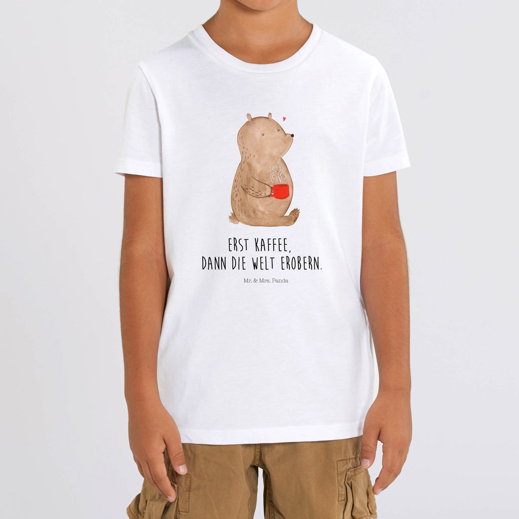 Organic Kinder T-Shirt Bär Kaffee Kinder T-Shirt, Kinder T-Shirt Mädchen, Kinder T-Shirt Jungen, Bär, Teddy, Teddybär, Kaffee, Coffee, Bären, guten Morgen, Morgenroutine, Welt erobern, Welt retten, Motivation