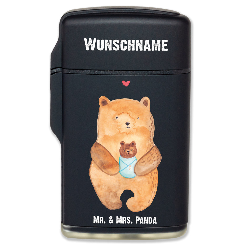 Personalisiertes Feuerzeug Bär mit Baby Personalisiertes Feuerzeug, Personalisiertes Gas-Feuerzeug, Personalisiertes Sturmfeuerzeug, Bär, Teddy, Teddybär, Eltern, Mutter, Baby, Taufe, Geburt, Nichte, Neffe, Enkel, Enkelin, Täufling, Geburtstag, Glückwunsch