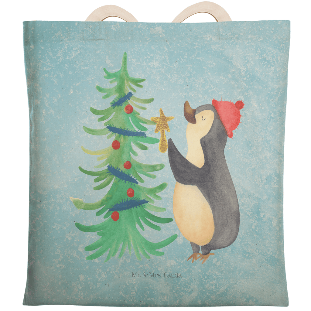 Einkaufstasche Pinguin Weihnachtsbaum Tragetasche, Tasche, Beutel, Stofftasche, Baumwolltasche, Umhängetasche, Shopper, Einkaufstasche, Beuteltasche, Winter, Weihnachten, Weihnachtsdeko, Nikolaus, Advent, Heiligabend, Wintermotiv, Pinguin