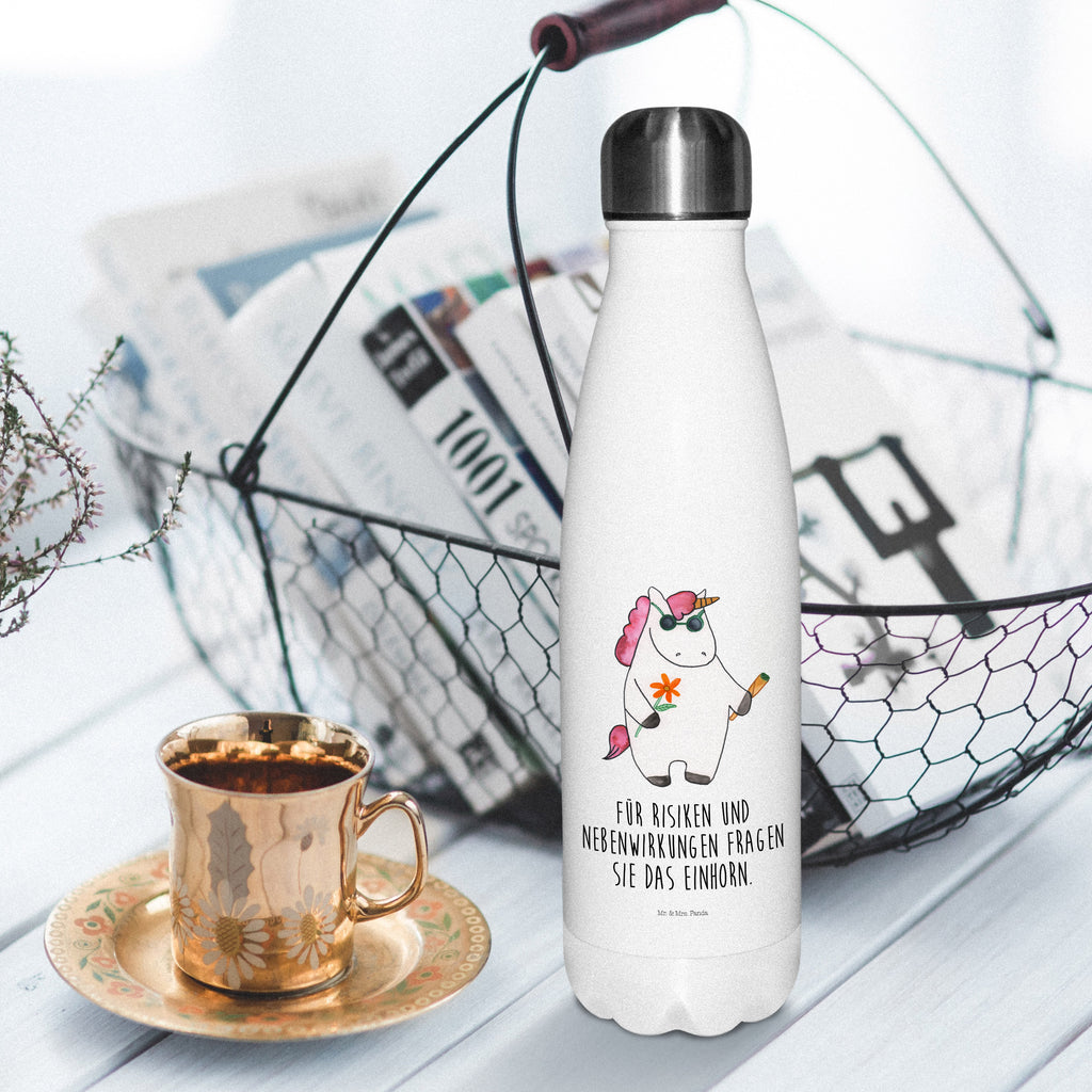 Thermosflasche Einhorn Woodstock Isolierflasche, Thermoflasche, Trinkflasche, Thermos, Edelstahl, Einhorn, Einhörner, Einhorn Deko, Pegasus, Unicorn, Kiffen, Joint, Zigarette, Alkohol, Party, Spaß. lustig, witzig, Woodstock