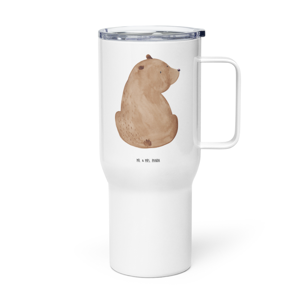 XXL Thermobecher Bär Schulterblick Thermobecher, XL Thermobecher, Reisebecher, XL Reisetasse, Großer Thermobecher, Autobecher, Jumbo Becher, Bär, Teddy, Teddybär, Selbstachtung, Weltansicht, Motivation, Bären, Bärenliebe, Weisheit