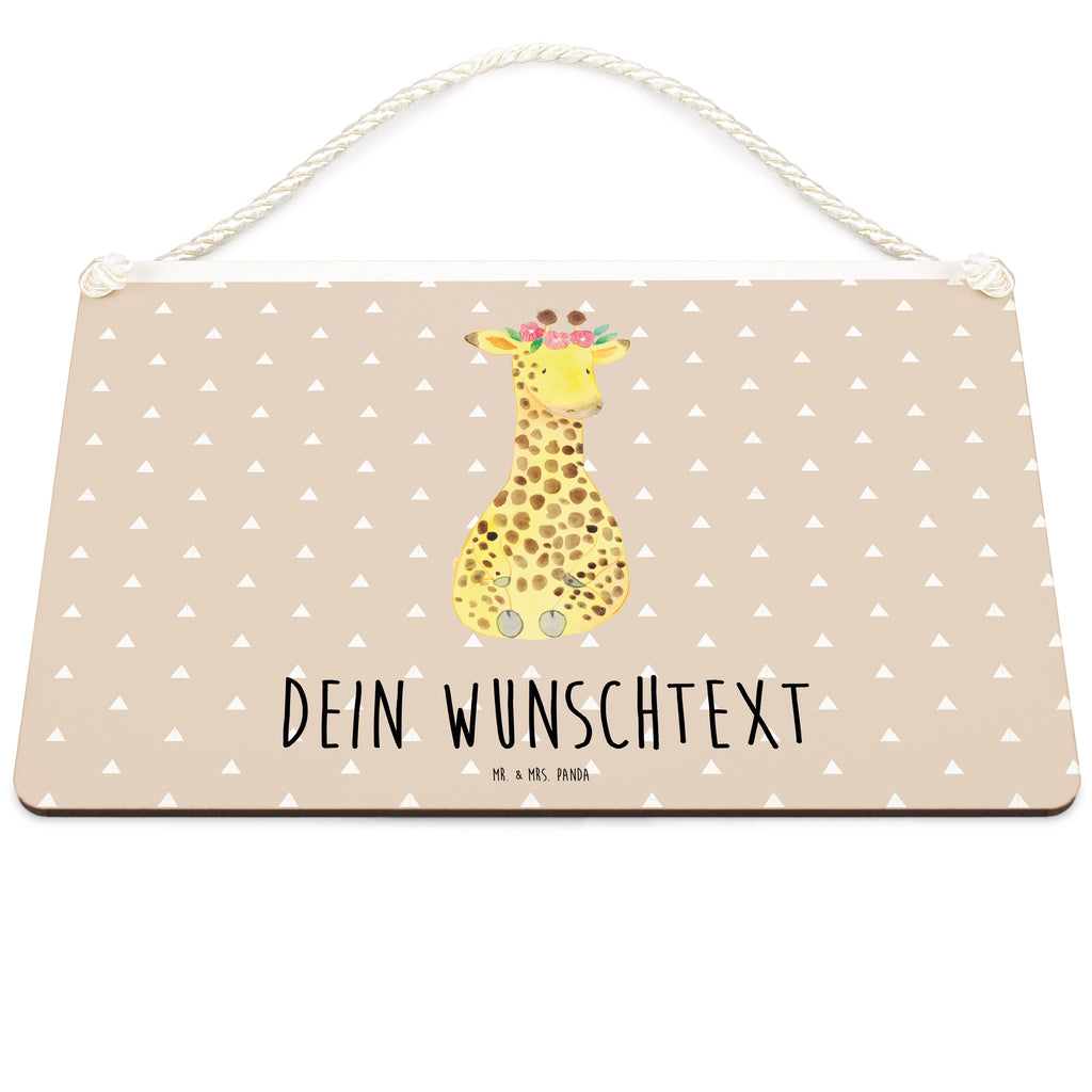 Personalisiertes Deko Schild Giraffe Blumenkranz Dekoschild, Deko Schild, Schild, Tür Schild, Türschild, Holzschild, Wandschild, Wanddeko, Afrika, Wildtiere, Giraffe, Blumenkranz, Abenteurer, Selbstliebe, Freundin