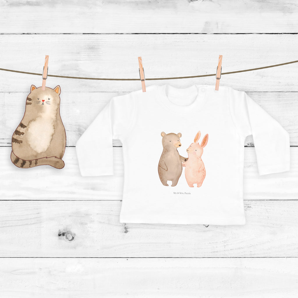 Baby Longsleeve Bär Hase Umarmen Mädchen, Jungen, Baby, Langarm, Bio, Kleidung, Liebe, Partner, Freund, Freundin, Ehemann, Ehefrau, Heiraten, Verlobung, Heiratsantrag, Liebesgeschenk, Jahrestag, Hocheitstag, Freunde, bester Freund, Hase, Bär, Bärchen, best friends