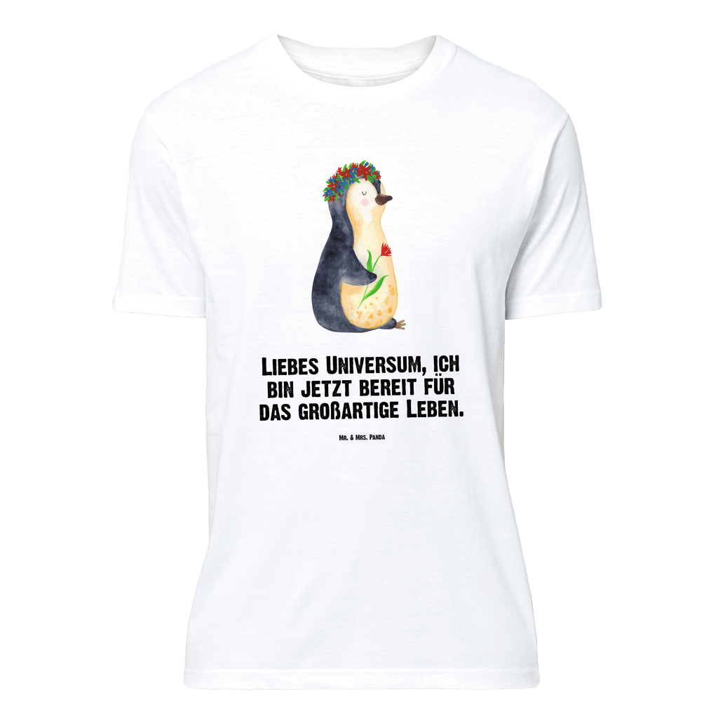 T-Shirt Standard Pinguin Blumenkranz T-Shirt, Shirt, Tshirt, Lustiges T-Shirt, T-Shirt mit Spruch, Party, Junggesellenabschied, Jubiläum, Geburstag, Herrn, Damen, Männer, Frauen, Schlafshirt, Nachthemd, Sprüche, Pinguin, Pinguine, Blumenkranz, Universum, Leben, Wünsche, Ziele, Lebensziele, Motivation, Lebenslust, Liebeskummer, Geschenkidee