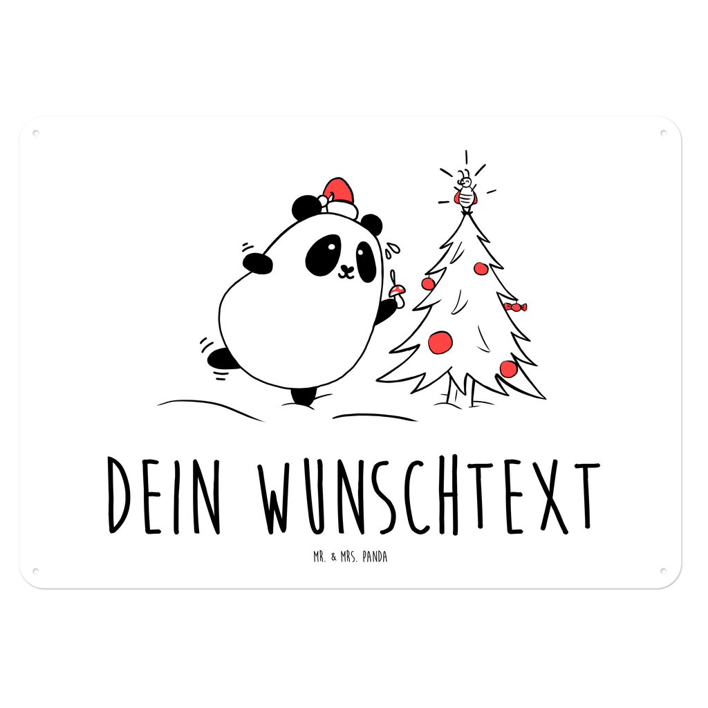 Personalisiertes Blechschild Panda Weihnachtszeit Blechschild, Metallschild, Geschenk Schild, Schild, Magnet-Metall-Schild, Deko Schild, Wandschild, Wand-Dekoration, Türschild