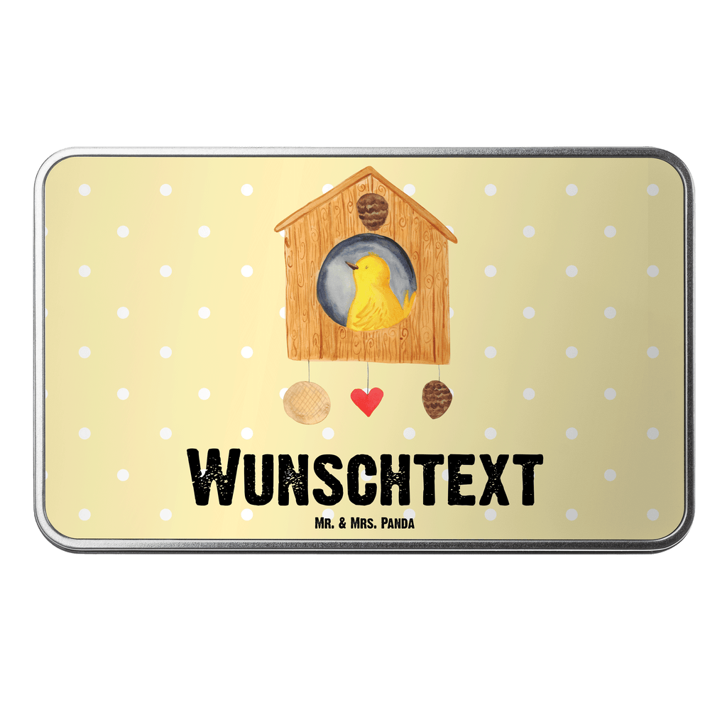 Personalisierte Metalldose Vogelhaus sweet Home Personalisierte Metalldose, Dose mit Namen, Namensdose, Kiste mit Namen, Namenskiste, Tiermotive, Gute Laune, lustige Sprüche, Tiere, Vogelhaus, Vogel, Home sweet Home, Einzug, Umzug, Geschenk, Einzugsgeschenk, Hausbau, Haus