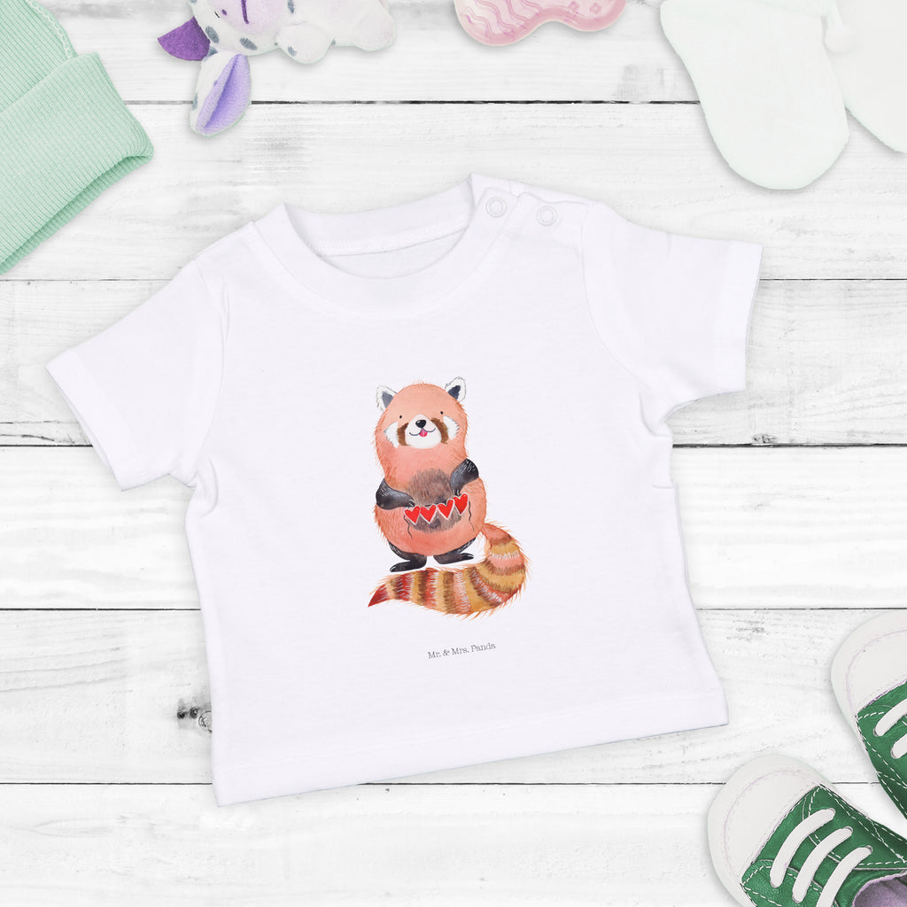 Organic Baby Shirt Roter Panda Baby T-Shirt, Jungen Baby T-Shirt, Mädchen Baby T-Shirt, Shirt, Tiermotive, Gute Laune, lustige Sprüche, Tiere, Panda, Liebe, Rot, Herz, Liebling, Lieblingsmensch