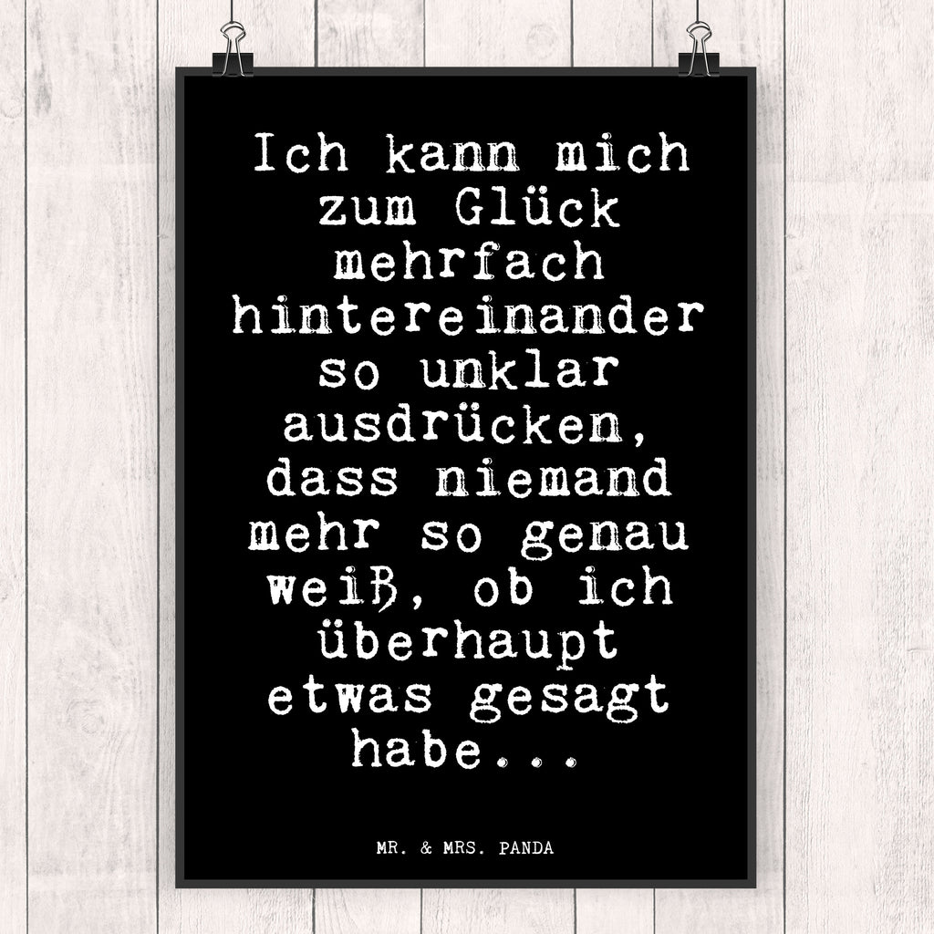 Poster Fun Talk Ich kann mich zum Glück mehrfach hintereinander so unklar ausdrücken, dass niemand mehr so genau weiß, ob ich überhaupt etwas gesagt habe... Poster, Wandposter, Bild, Wanddeko, Küchenposter, Kinderposter, Wanddeko Bild, Raumdekoration, Wanddekoration, Handgemaltes Poster, Mr. & Mrs. Panda Poster, Designposter, Kunstdruck, Posterdruck, Spruch, Sprüche, lustige Sprüche, Weisheiten, Zitate, Spruch Geschenke, Glizer Spruch Sprüche Weisheiten Zitate Lustig Weisheit Worte