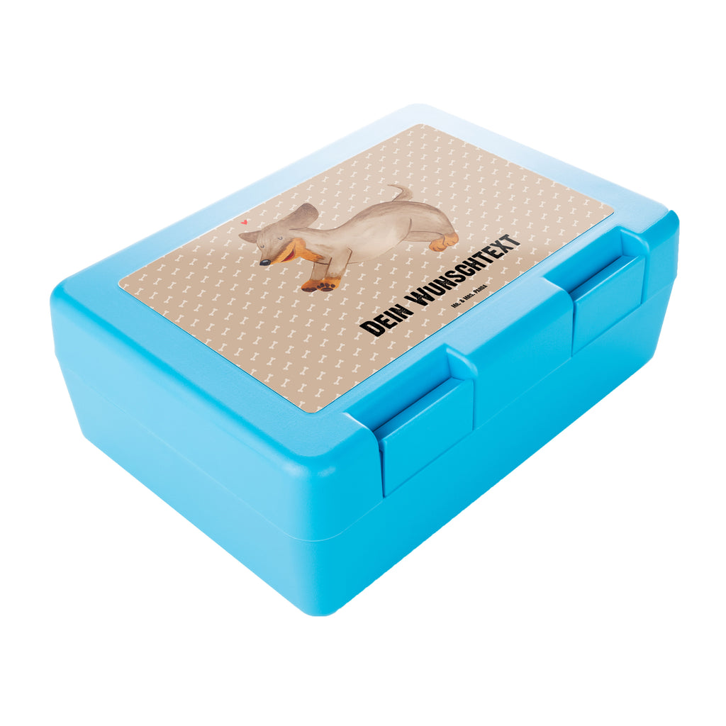 Personalisierte Brotdose Hund Dackel fröhlich Brotdose personalisiert, Brotbox, Snackbox, Lunch box, Butterbrotdose, Brotzeitbox, Hund, Hundemotiv, Haustier, Hunderasse, Tierliebhaber, Hundebesitzer, Sprüche, Hunde, Dackel, Dachshund, happy dog