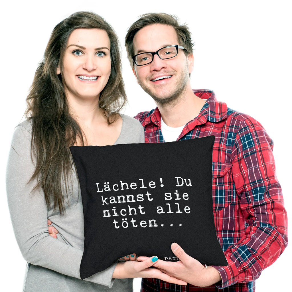 40x40 Kissen Fun Talk Lächele! Du kannst sie nicht alle töten... Kissenhülle, Kopfkissen, Sofakissen, Dekokissen, Motivkissen, sofakissen, sitzkissen, Kissen, Kissenbezüge, Kissenbezug 40x40, Kissen 40x40, Kissenhülle 40x40, Zierkissen, Couchkissen, Dekokissen Sofa, Sofakissen 40x40, Dekokissen 40x40, Kopfkissen 40x40, Kissen 40x40 Waschbar, Spruch, Sprüche, lustige Sprüche, Weisheiten, Zitate, Spruch Geschenke, Glizer Spruch Sprüche Weisheiten Zitate Lustig Weisheit Worte