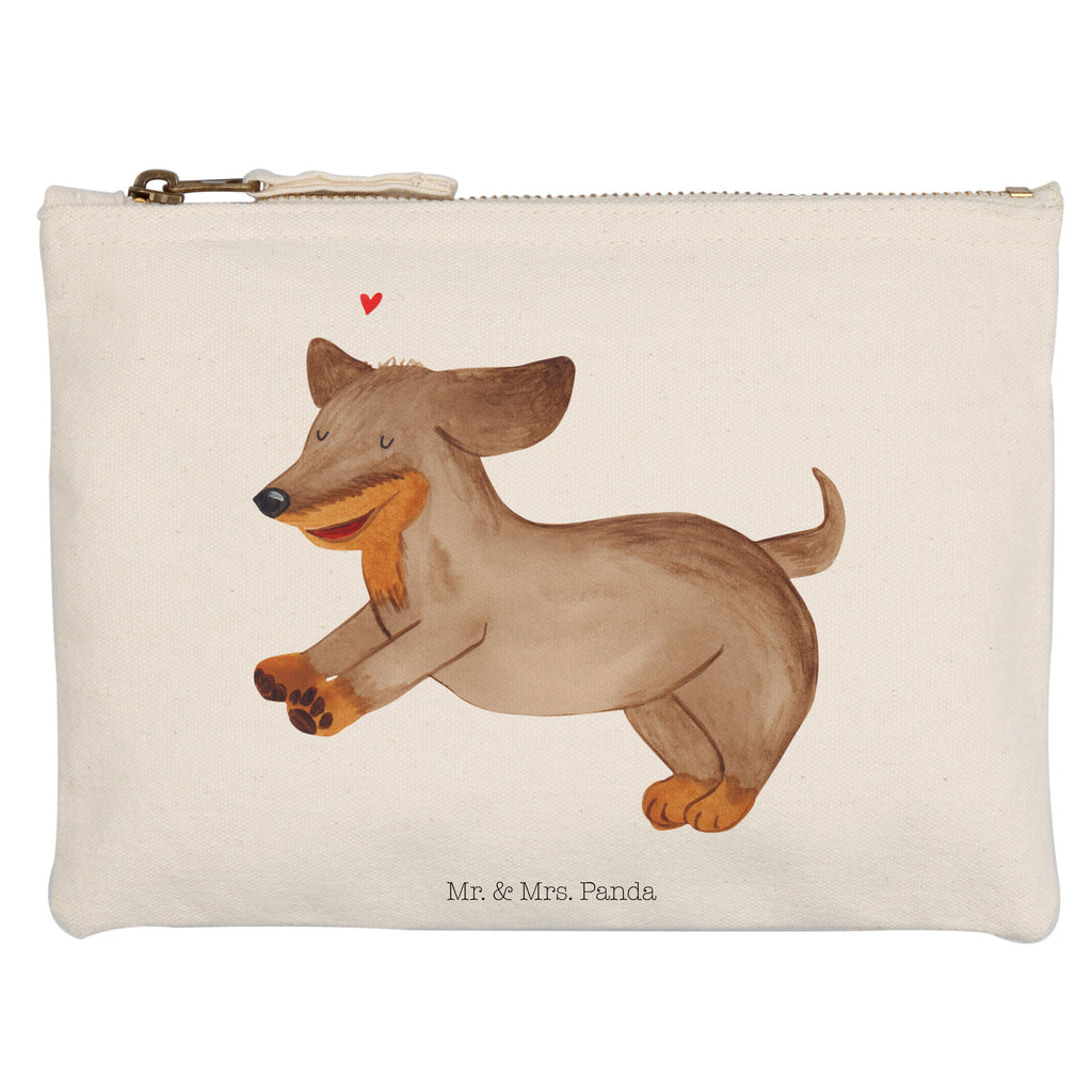 Schminktasche Hund Dackel fröhlich Schminktasche, Kosmetiktasche, Kosmetikbeutel, Stiftemäppchen, Etui, Federmappe, Makeup, XXL, Schminketui, Kosmetiketui, Schlamperetui, Hund, Hundemotiv, Haustier, Hunderasse, Tierliebhaber, Hundebesitzer, Sprüche, Hunde, Dackel, Dachshund, happy dog