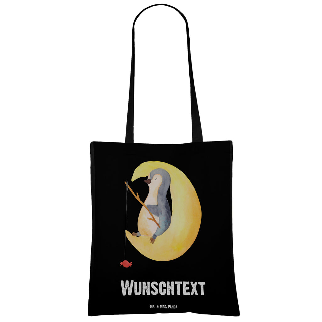 Personalisierte Tragetasche Pinguin Mond Personalisierte Beuteltasche, Personalisierter Beutel, Personalisierte Einkaufstasche, Personalisierter Jutebeutel, Personalisierter Stoffbeutel, Tragetasche mit Namen, Einkaufstasche mit Namen, Stoffbeutel mit Namen, Personalisierte Tasche, Personalisierte Jutetasche, Personalisierte Kindergartentasche, Pinguin, Pinguine, Spruch, schlafen, Nachtruhe, Einschlafen, Schlafzimmer, Schlafstörungen, Gästezimmer