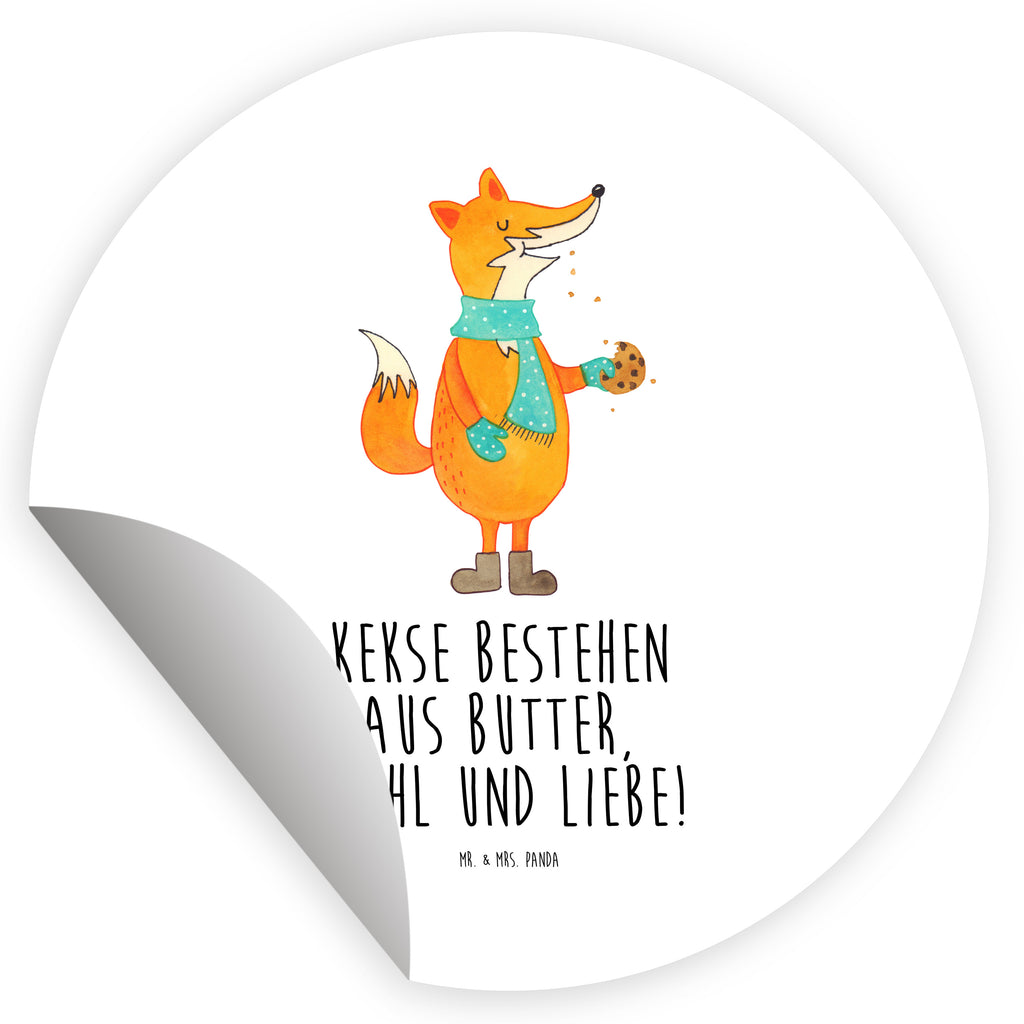 Rund Aufkleber Fuchs Keks Sticker, Aufkleber, Etikett, Fuchs, Füchse, Backen Spruch, Kekse, Winter, Weihnachtszeit, Plätzchen, Liebe, Küche Deko