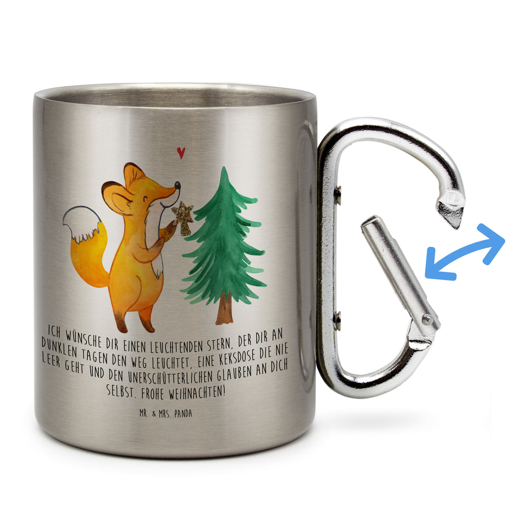 Edelstahlbecher Fuchs  Weihnachtsbaum Edelstahltasse, Karabiner, Edelstahlbecher, Outdoor, Camping, Tasse, Becher, Winter, Weihnachten, Weihnachtsdeko, Nikolaus, Advent, Heiligabend, Wintermotiv, Weihnachtsmann, Weihnachtstage, Fuchs, Schlittschuh, Weihnachtszeit, Weihnachtsdekoration