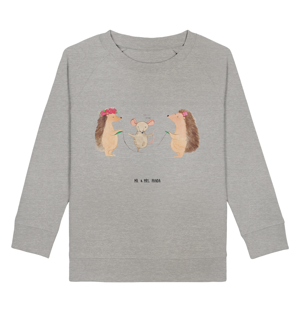 Organic Kinder Pullover Igel Seilhüpfen Kinder Pullover, Kinder Sweatshirt, Jungen, Mädchen, Tiermotive, Gute Laune, lustige Sprüche, Tiere, Igel, Maus, Seilspringen, Seilhüpfen, Kinder, Kindergarten