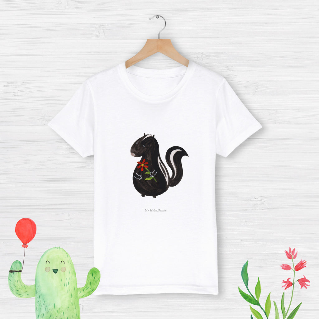 Organic Kinder T-Shirt Stinktier Blume Kinder T-Shirt, Kinder T-Shirt Mädchen, Kinder T-Shirt Jungen, Stinktier, Skunk, Wildtier, Raubtier, Stinker, Stinki, Tagträumer, verträumt, Dreams, Träume