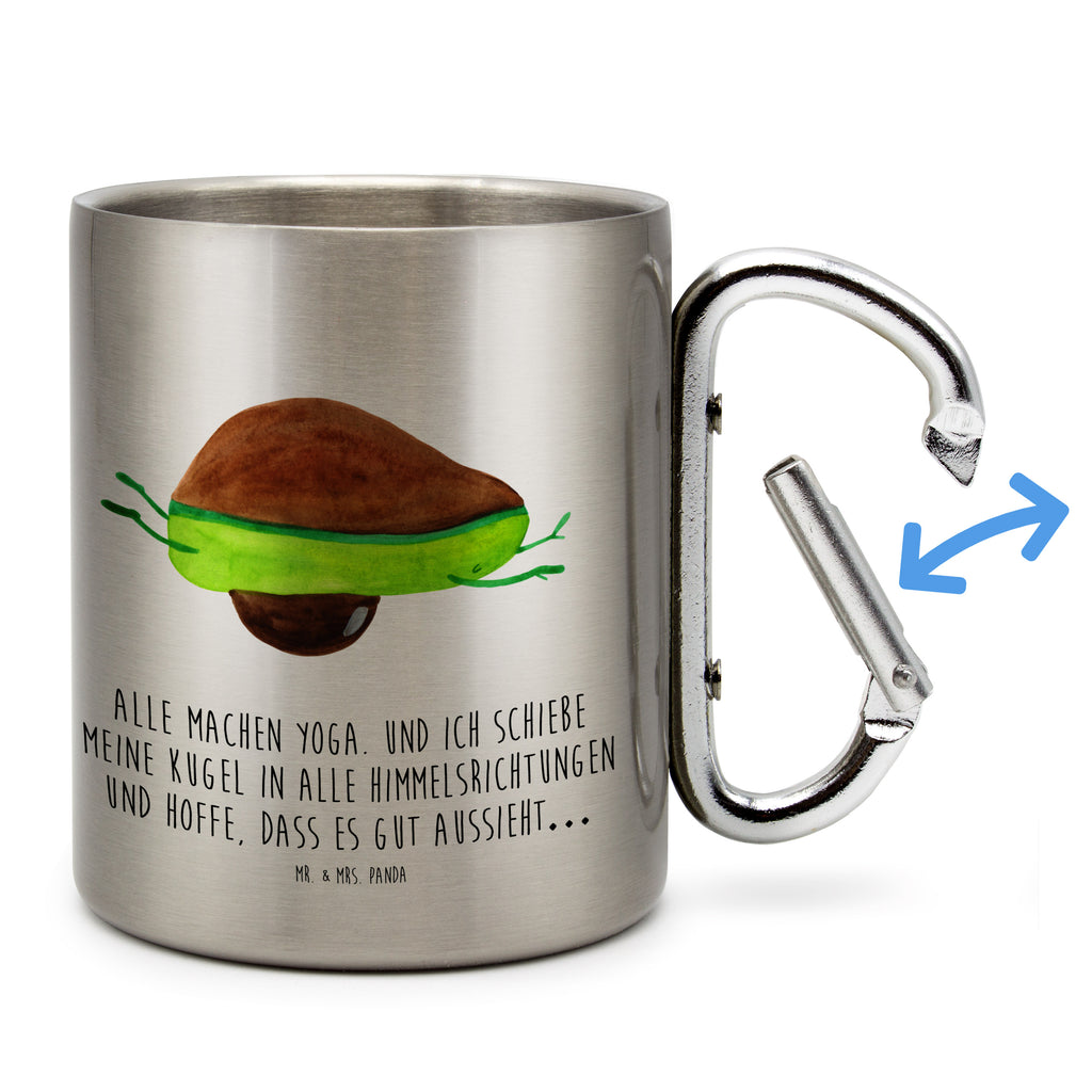 Edelstahlbecher Avocado Yoga Edelstahltasse, Karabiner, Edelstahlbecher, Outdoor, Camping, Tasse, Becher, Avocado, Veggie, Vegan, Gesund, Avocado Yoga Vegan