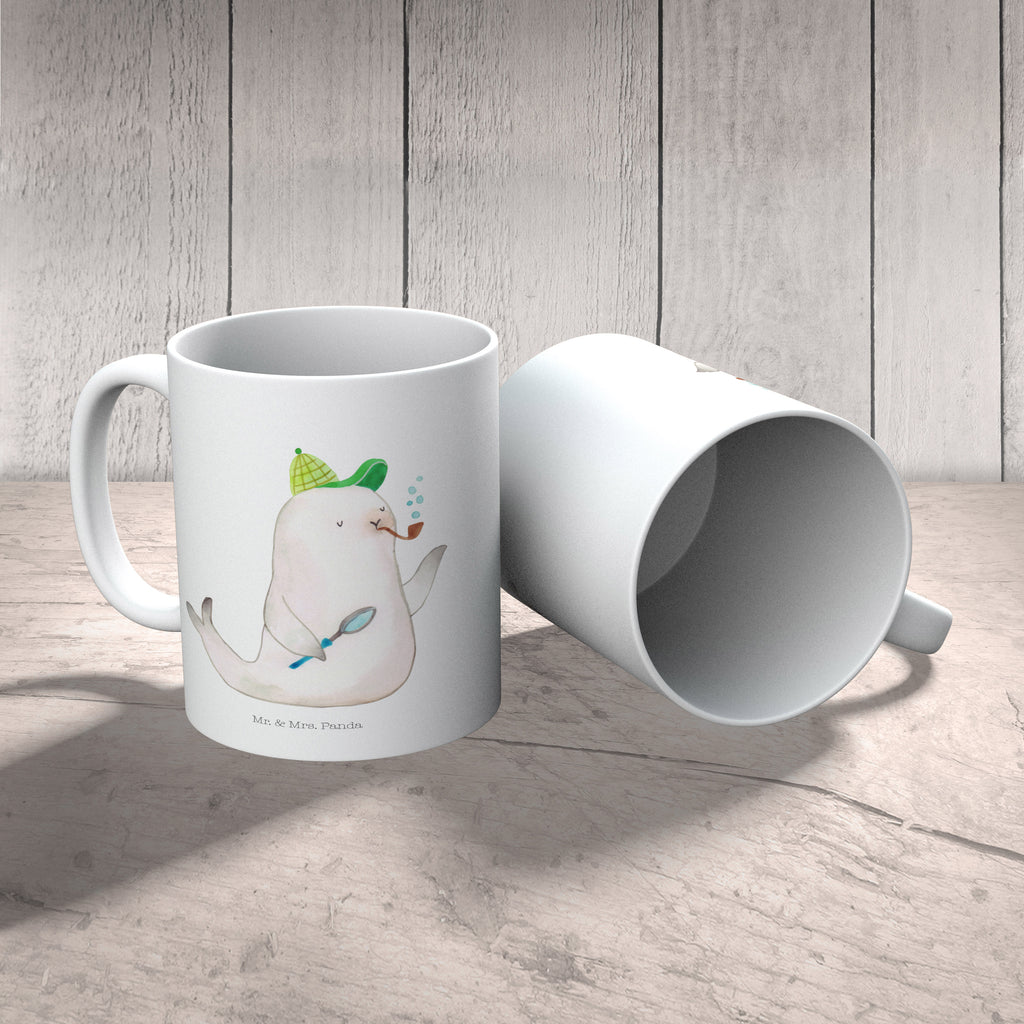 Tasse Robbe Sherlock Tasse, Kaffeetasse, Teetasse, Becher, Kaffeebecher, Teebecher, Keramiktasse, Porzellantasse, Büro Tasse, Geschenk Tasse, Tasse Sprüche, Tasse Motive, Tiermotive, Gute Laune, lustige Sprüche, Tiere