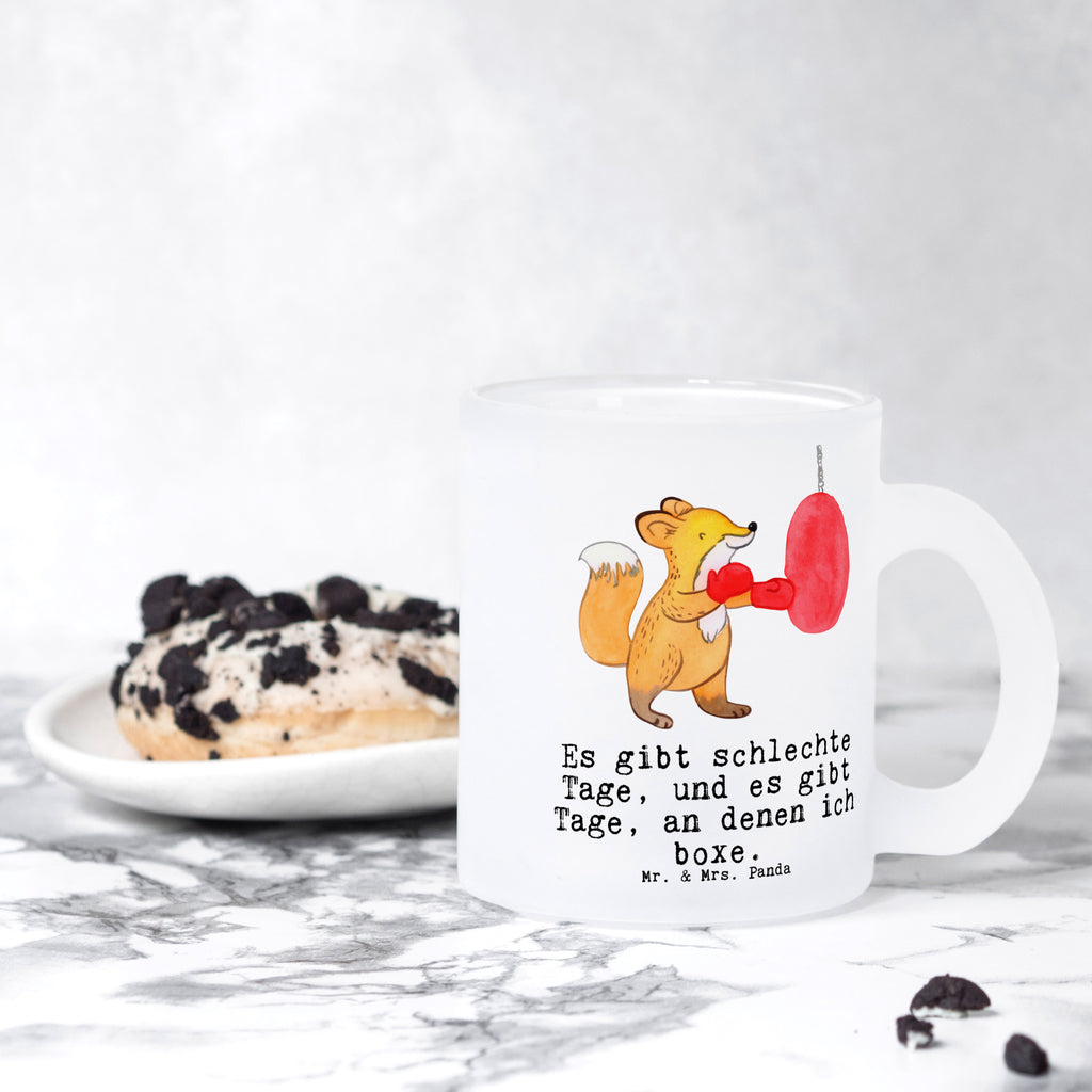 Teetasse Fuchs Boxen Tage Teetasse, Teeglas, Teebecher, Tasse mit Henkel, Tasse, Glas Teetasse, Teetasse aus Glas, Geschenk, Sport, Sportart, Hobby, Schenken, Danke, Dankeschön, Auszeichnung, Gewinn, Sportler, Boxen, Boxkampf, Boxtraining