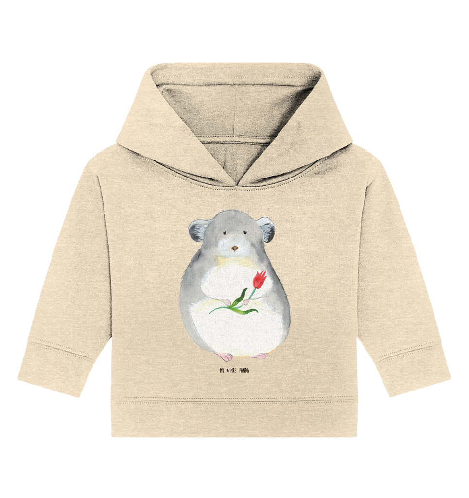 Organic Baby Hoodie Chinchilla Blume Baby Kapuzenshirt, Baby Kapuzensweatshirt, Baby Hoodie, Baby Pullover, Tiermotive, Gute Laune, lustige Sprüche, Tiere, Chinchilla, Chinchillas, Liebeskummer, Kummer, Depressionen, traurig sein, Chaos, Glücklichsein, Büro, Büroalltag