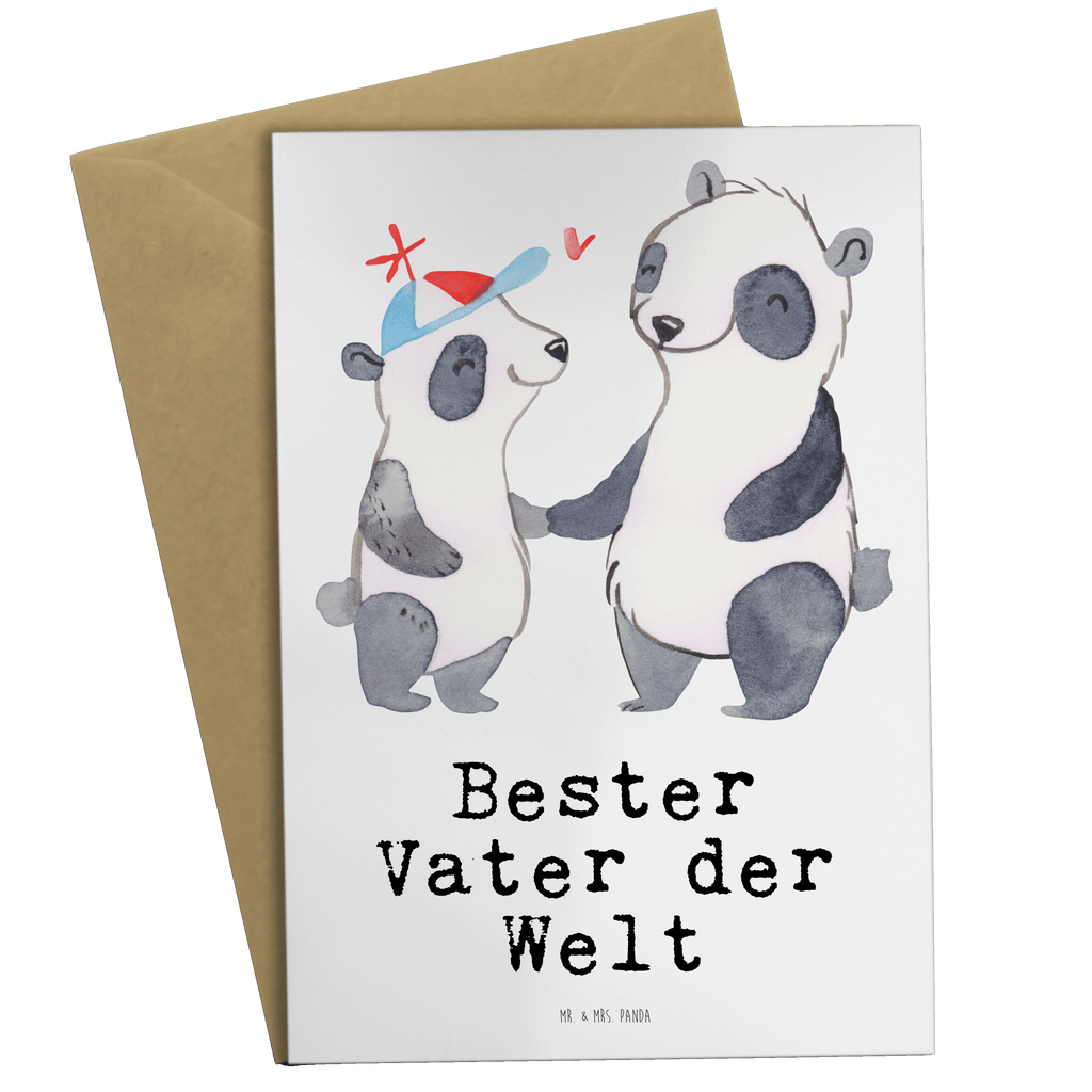 Grußkarte Panda Bester Vater der Welt Grußkarte, Klappkarte, Einladungskarte, Glückwunschkarte, Hochzeitskarte, Geburtstagskarte, Karte, Ansichtskarten, für, Dankeschön, Geschenk, Schenken, Geburtstag, Geburtstagsgeschenk, Geschenkidee, Danke, Bedanken, Mitbringsel, Freude machen, Geschenktipp, Vater, Papa, Dad, Daddy, Paps, Papi, Vati, Eltern, Geschenk Vater, Mann, Familie, Bester, Kleinigkeit