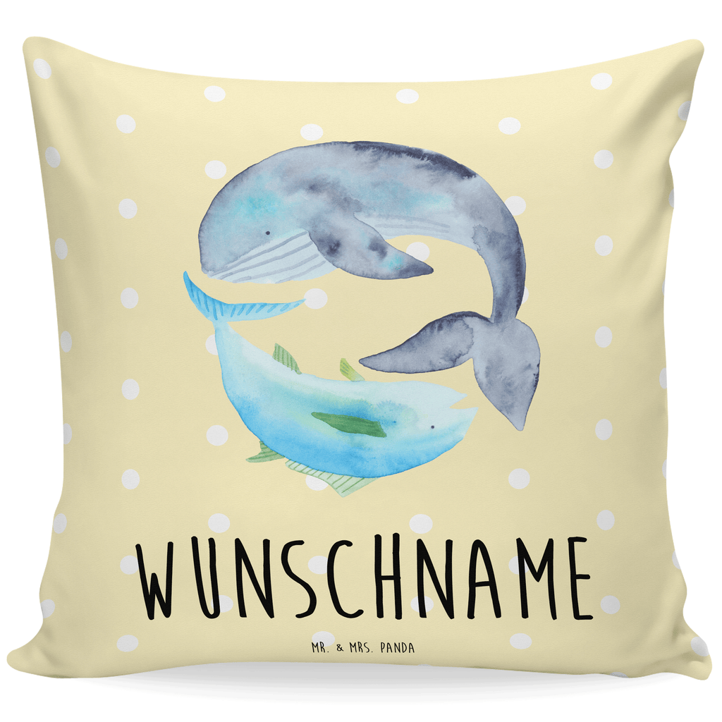 Personalisiertes Kissen Walfisch & Thunfisch Kissen, personalisiert, Name, Wunschname, bedrucken, Kopfkissen, Tiermotive, Gute Laune, lustige Sprüche, Tiere, Wal, Wahl, Tunfisch, Wortwitz lustig, Spruch lustig, Flachwitz, Witz, Spruch des Tages, Flachwitz Geschenk