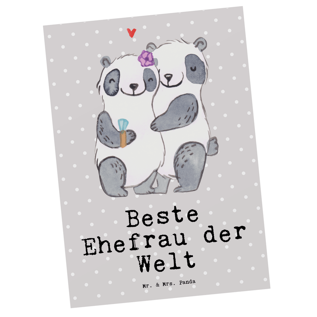 Postkarte Panda Beste Ehefrau der Welt Postkarte, Karte, Geschenkkarte, Grußkarte, Einladung, Ansichtskarte, Geburtstagskarte, Einladungskarte, Dankeskarte, Ansichtskarten, Einladung Geburtstag, Einladungskarten Geburtstag, für, Dankeschön, Geschenk, Schenken, Geburtstag, Geburtstagsgeschenk, Geschenkidee, Danke, Bedanken, Mitbringsel, Freude machen, Geschenktipp, Ehefrau, Beste, Frau, Partnerin, Freundin, Traumfrau, Hochzeit, Liebling, Ehepartner, Ehe, Gattin, Lebensgefährtin, Braut, Kleinigkeit