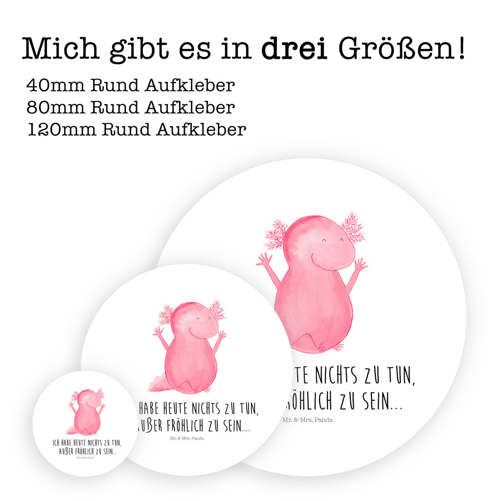 Rund Aufkleber Axolotl Hurra Sticker, Aufkleber, Etikett, Axolotl, Molch, Axolot, Schwanzlurch, Lurch, Lurche, fröhlich, Spaß, Freude, Motivation, Zufriedenheit