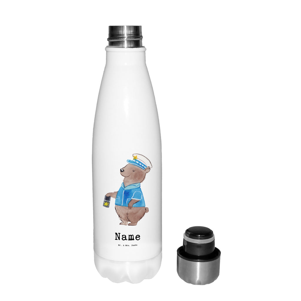 Personalisierte Thermosflasche Polizist mit Herz Personalisierte Isolierflasche, Personalisierte Thermoflasche, Personalisierte Trinkflasche, Trinkflasche Mit Namen, Wunschname, Bedrucken, Namensflasche, Beruf, Ausbildung, Jubiläum, Abschied, Rente, Kollege, Kollegin, Geschenk, Schenken, Arbeitskollege, Mitarbeiter, Firma, Danke, Dankeschön, Polizist, Polizeibeamter, Wachmann, Cop, Polizei, Studium