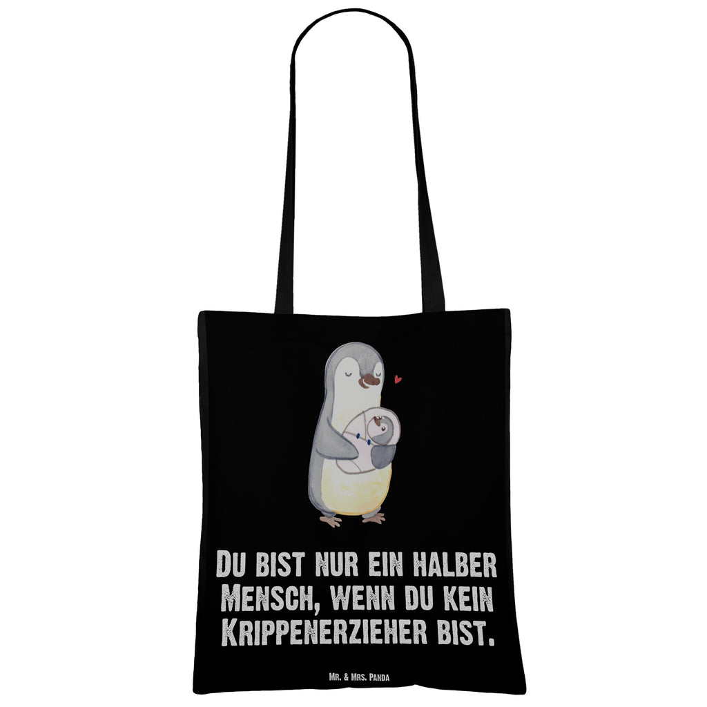 Tragetasche Krippenerzieher mit Herz Beuteltasche, Beutel, Einkaufstasche, Jutebeutel, Stoffbeutel, Tasche, Shopper, Umhängetasche, Strandtasche, Schultertasche, Stofftasche, Tragetasche, Badetasche, Jutetasche, Einkaufstüte, Laptoptasche, Beruf, Ausbildung, Jubiläum, Abschied, Rente, Kollege, Kollegin, Geschenk, Schenken, Arbeitskollege, Mitarbeiter, Firma, Danke, Dankeschön, Krippenerzieher, Kindertagesstätte, KITA, Eröffnung, Erzieher, Pädagoge