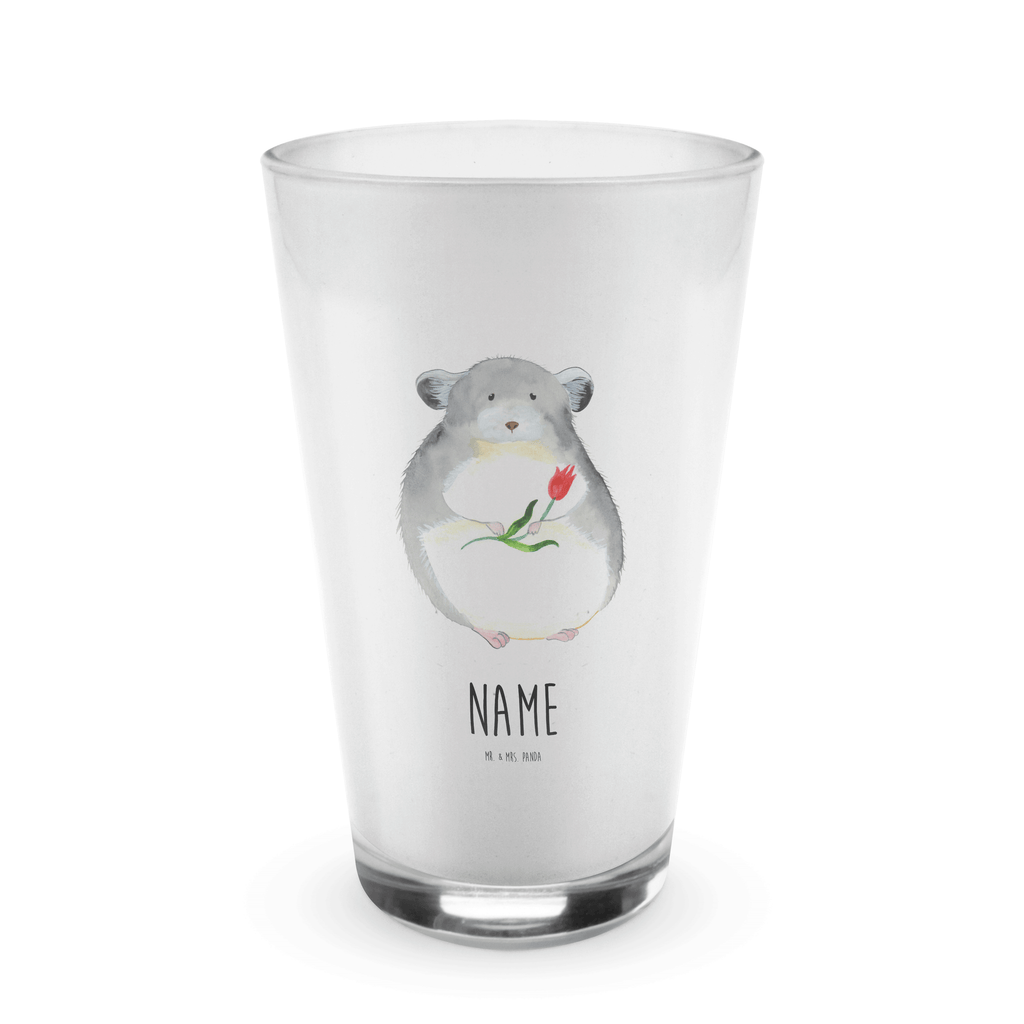 Personalisiertes Glas Chinchilla mit Blume Bedrucktes Glas, Glas mit Namen, Namensglas, Glas personalisiert, Name, Bedrucken, Tiermotive, Gute Laune, lustige Sprüche, Tiere, Chinchilla, Chinchillas, Liebeskummer, Kummer, Depressionen, traurig sein, Chaos, Glücklichsein, Büro, Büroalltag