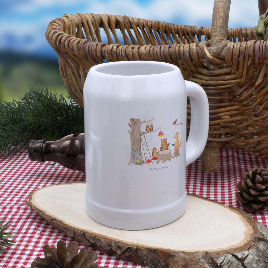 Bierkrug Waldtiere Picknick Bierkrug, Bierkrüge, Bierkrug Steingut, Steinkrüge, 0, 5 l, 500ml, Krug, Tiermotive, Gute Laune, lustige Sprüche, Tiere, Waldtiere, Picknick, Wald, Fuchs, Hase, Igel, Maus, Eichhörnchen