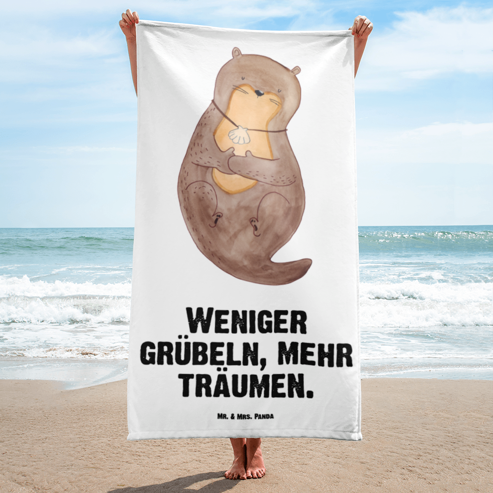 XL Badehandtuch Otter Muschel Handtuch, Badetuch, Duschtuch, Strandtuch, Saunatuch, Otter, Fischotter, Seeotter, Otterliebe, grübeln, träumen, Motivation, Tagträumen, Büro