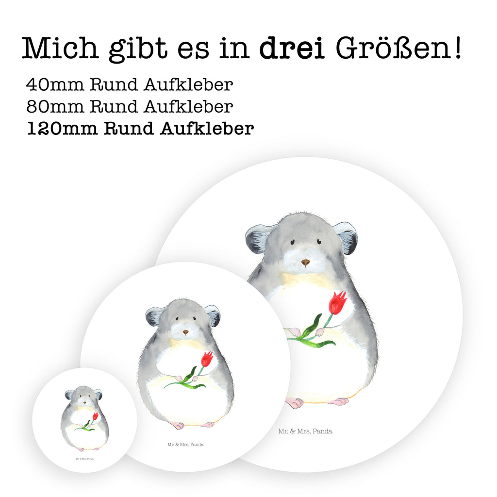 Rund Aufkleber Chinchilla mit Blume Sticker, Aufkleber, Etikett, Tiermotive, Gute Laune, lustige Sprüche, Tiere, Chinchilla, Chinchillas, Liebeskummer, Kummer, Depressionen, traurig sein, Chaos, Glücklichsein, Büro, Büroalltag