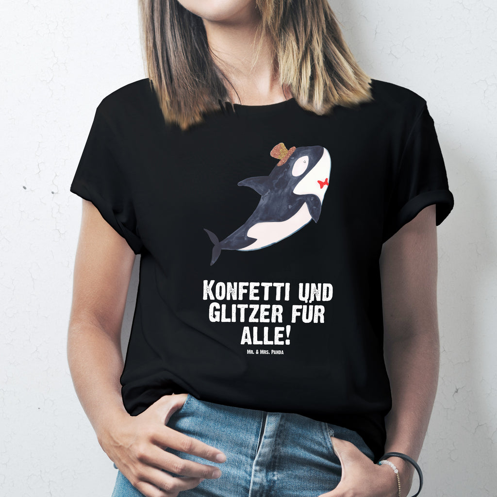 T-Shirt Standard Orca Zylinder T-Shirt, Shirt, Tshirt, Lustiges T-Shirt, T-Shirt mit Spruch, Party, Junggesellenabschied, Jubiläum, Geburstag, Herrn, Damen, Männer, Frauen, Schlafshirt, Nachthemd, Sprüche, Meerestiere, Meer, Urlaub, Narwal, Glitter, Konfetti, Glitzer, Geburtstag, Feier, Fete, Fest, Glückwunsch, Orca