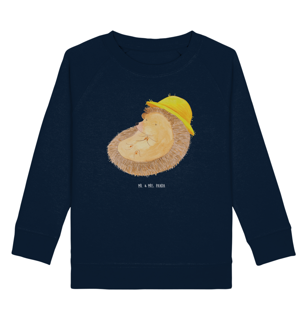 Organic Kinder Pullover Igel betet Kinder Pullover, Kinder Sweatshirt, Jungen, Mädchen, Tiermotive, Gute Laune, lustige Sprüche, Tiere, Igel, Igel mit Hut, Sonnenhut, Gott, Amen, beten, Leben, Dankbarkeit, Dankbar sein, dankbar, genießen