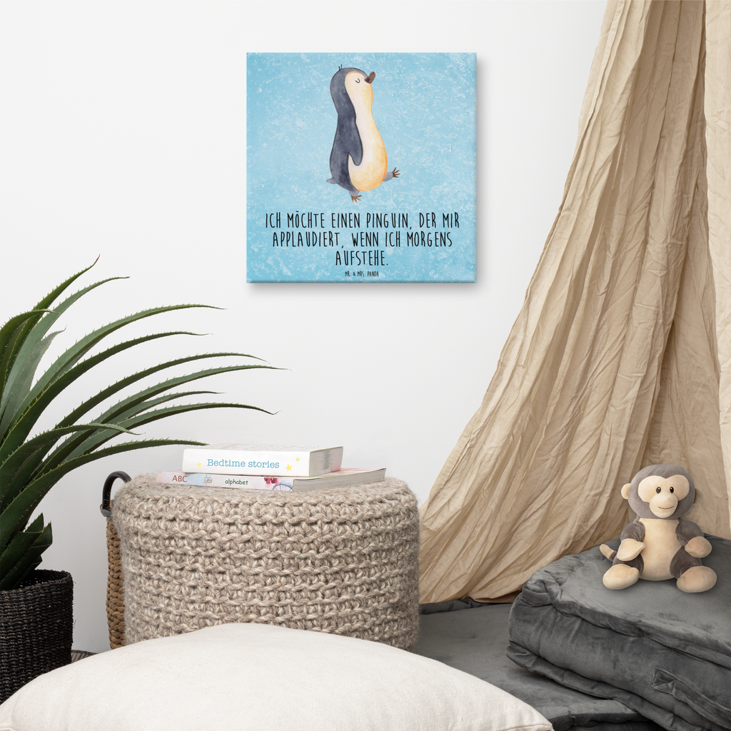 Leinwand Bild Pinguin marschierend Leinwand, Bild, Kunstdruck, Wanddeko, Dekoration, Pinguin, Pinguine, Frühaufsteher, Langschläfer, Bruder, Schwester, Familie