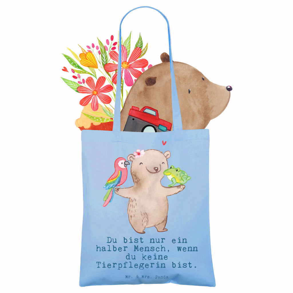 Tragetasche Tierpflegerin mit Herz Beuteltasche, Beutel, Einkaufstasche, Jutebeutel, Stoffbeutel, Tasche, Shopper, Umhängetasche, Strandtasche, Schultertasche, Stofftasche, Tragetasche, Badetasche, Jutetasche, Einkaufstüte, Laptoptasche, Beruf, Ausbildung, Jubiläum, Abschied, Rente, Kollege, Kollegin, Geschenk, Schenken, Arbeitskollege, Mitarbeiter, Firma, Danke, Dankeschön