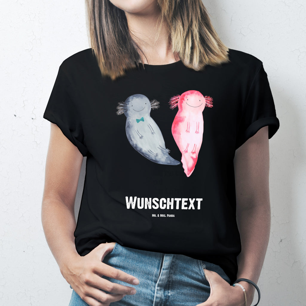 Personalisiertes T-Shirt Axolotl Axel+Lotte T-Shirt Personalisiert, T-Shirt mit Namen, T-Shirt mit Aufruck, Männer, Frauen, Wunschtext, Bedrucken, Axolotl, Molch, Axolot, Schwanzlurch, Lurch, Lurche, Liebe, große Liebe, Liebesbeweis, Freund, Verlobter, Ehemann, Jahrestag, Valentinstag