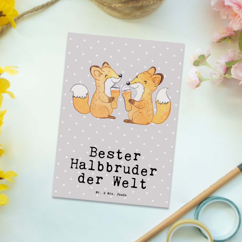 Postkarte Fuchs Bester Halbbruder der Welt Postkarte, Karte, Geschenkkarte, Grußkarte, Einladung, Ansichtskarte, Geburtstagskarte, Einladungskarte, Dankeskarte, Ansichtskarten, Einladung Geburtstag, Einladungskarten Geburtstag, für, Dankeschön, Geschenk, Schenken, Geburtstag, Geburtstagsgeschenk, Geschenkidee, Danke, Bedanken, Mitbringsel, Freude machen, Geschenktipp, Halbbruder, Stiefbruder, Stief, Stiefgeschwister, Bruder, Brudi, Geschwister, Bruderherz, Schwester, Familie, Kleinigkeit, Brother, Bester, Sohn