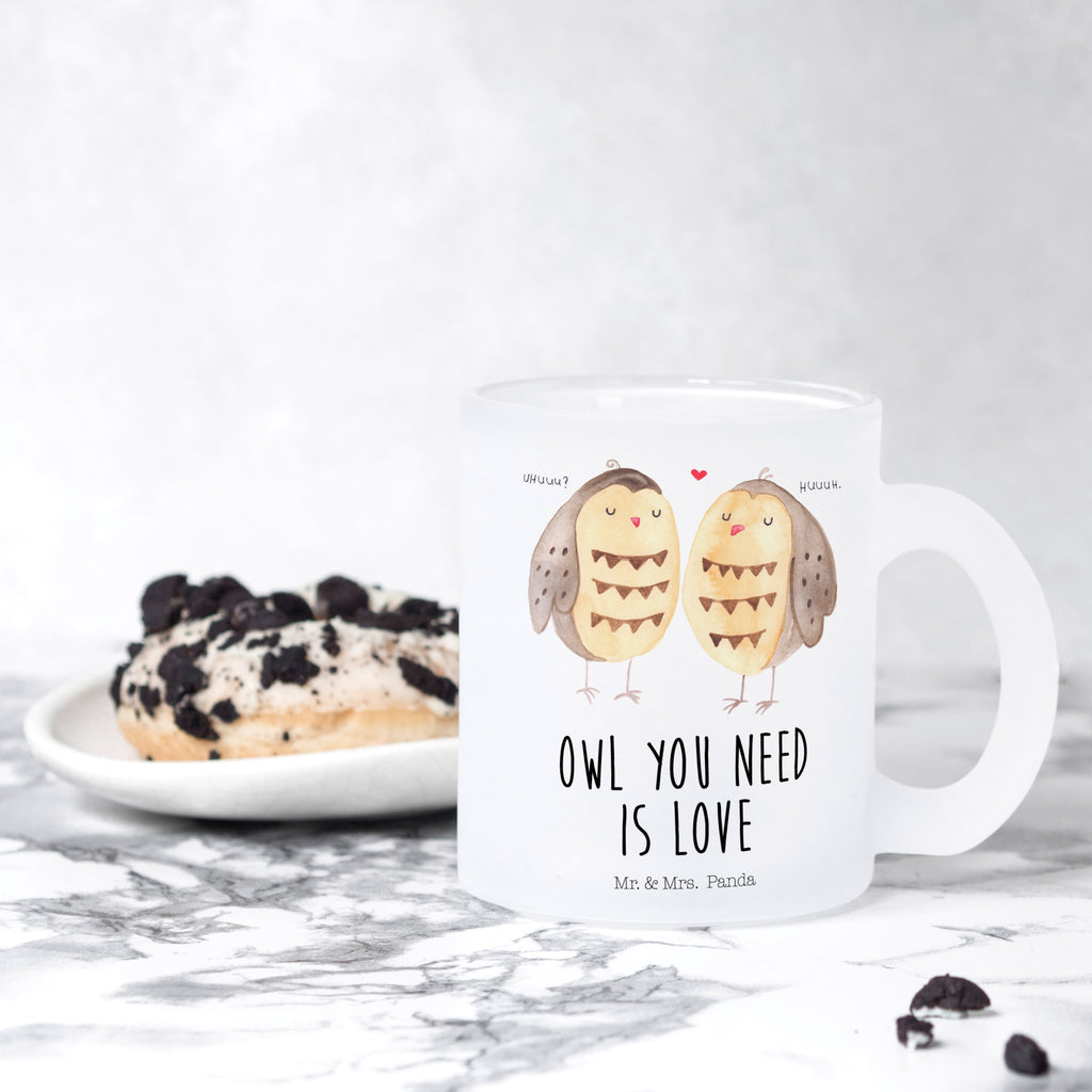 Teetasse Eule Liebe Teetasse, Teeglas, Teebecher, Tasse mit Henkel, Tasse, Glas Teetasse, Teetasse aus Glas, Eule, Eule Deko, Liebe, Hochzeit Spruch, Owl, All you need is love, Liebe Spruch, Freundin Geschenk, Freund, Wortspiel lustig