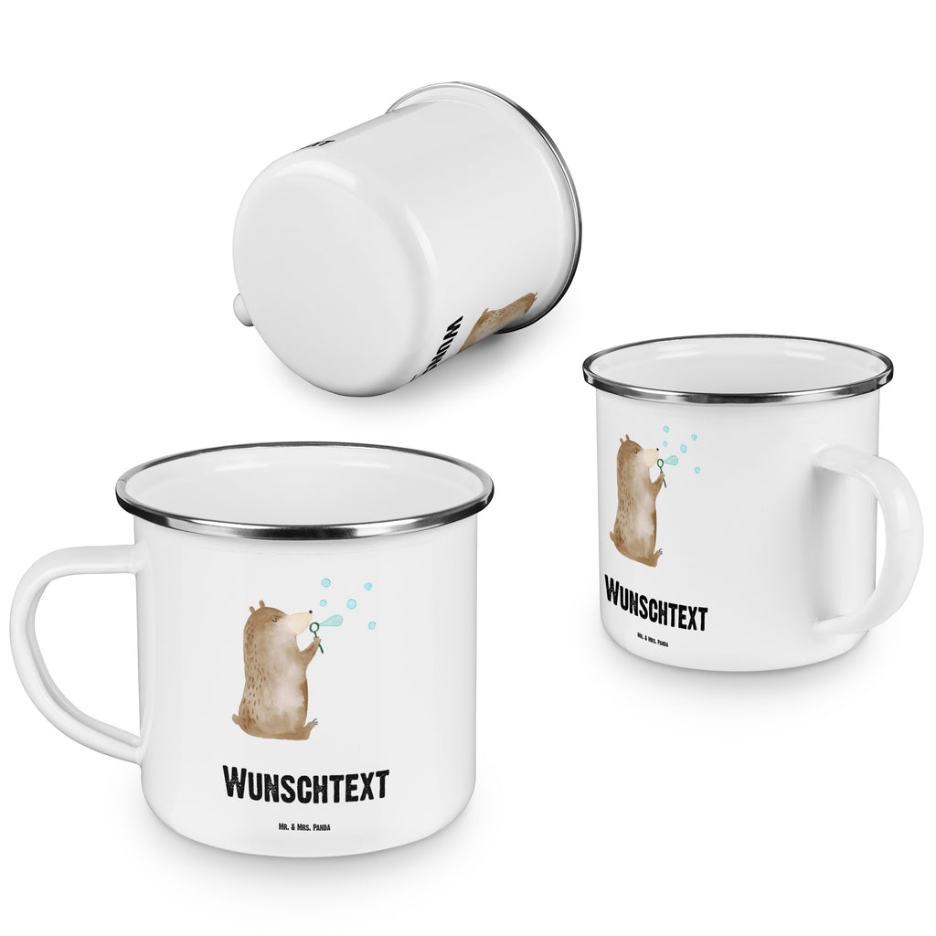 Personalisierte Emaille Tasse Bär Seifenblasen Emaille Tasse personalisiert, Emaille Tasse mit Namen, Campingtasse personalisiert, Namenstasse, Campingtasse bedrucken, Campinggeschirr personalsisert, tasse mit namen, personalisierte tassen, personalisierte tasse, tasse selbst gestalten, tasse bedrucken, tassen bedrucken, Bär, Teddy, Teddybär, Seifenblasen Bär Lustig Sein Glücklich Traurig Happy