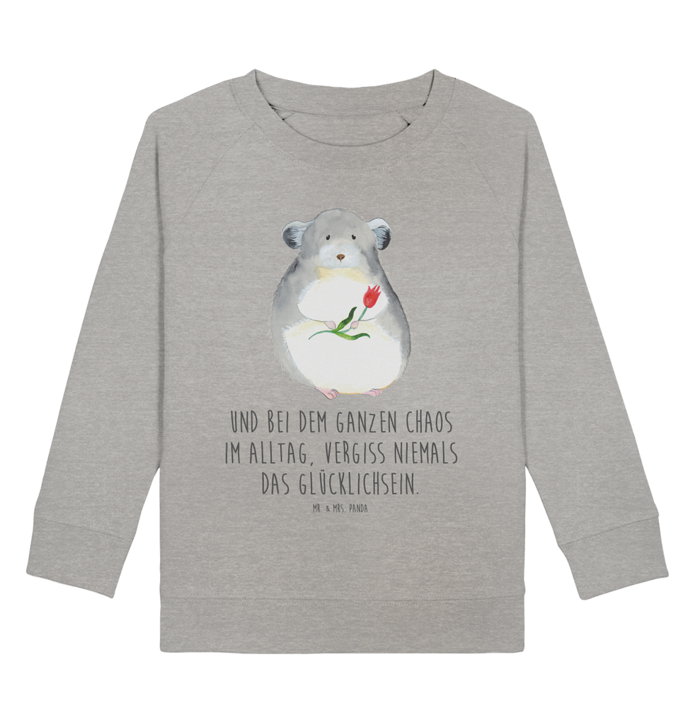 Organic Kinder Pullover Chinchilla mit Blume Kinder Pullover, Kinder Sweatshirt, Jungen, Mädchen, Tiermotive, Gute Laune, lustige Sprüche, Tiere, Chinchilla, Chinchillas, Liebeskummer, Kummer, Depressionen, traurig sein, Chaos, Glücklichsein, Büro, Büroalltag