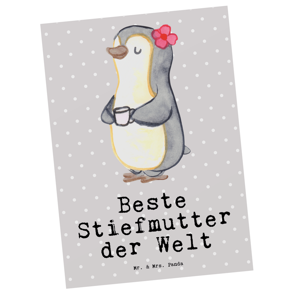 Postkarte Pinguin Beste Stiefmutter der Welt Postkarte, Karte, Geschenkkarte, Grußkarte, Einladung, Ansichtskarte, Geburtstagskarte, Einladungskarte, Dankeskarte, Ansichtskarten, Einladung Geburtstag, Einladungskarten Geburtstag, für, Dankeschön, Geschenk, Schenken, Geburtstag, Geburtstagsgeschenk, Geschenkidee, Danke, Bedanken, Mitbringsel, Freude machen, Geschenktipp, Stiefmutter, Stief Mutter, Stiefmama, Mami, Mutter, Muttertag, Mutti, Mama, Tochter, Sohn, Beste