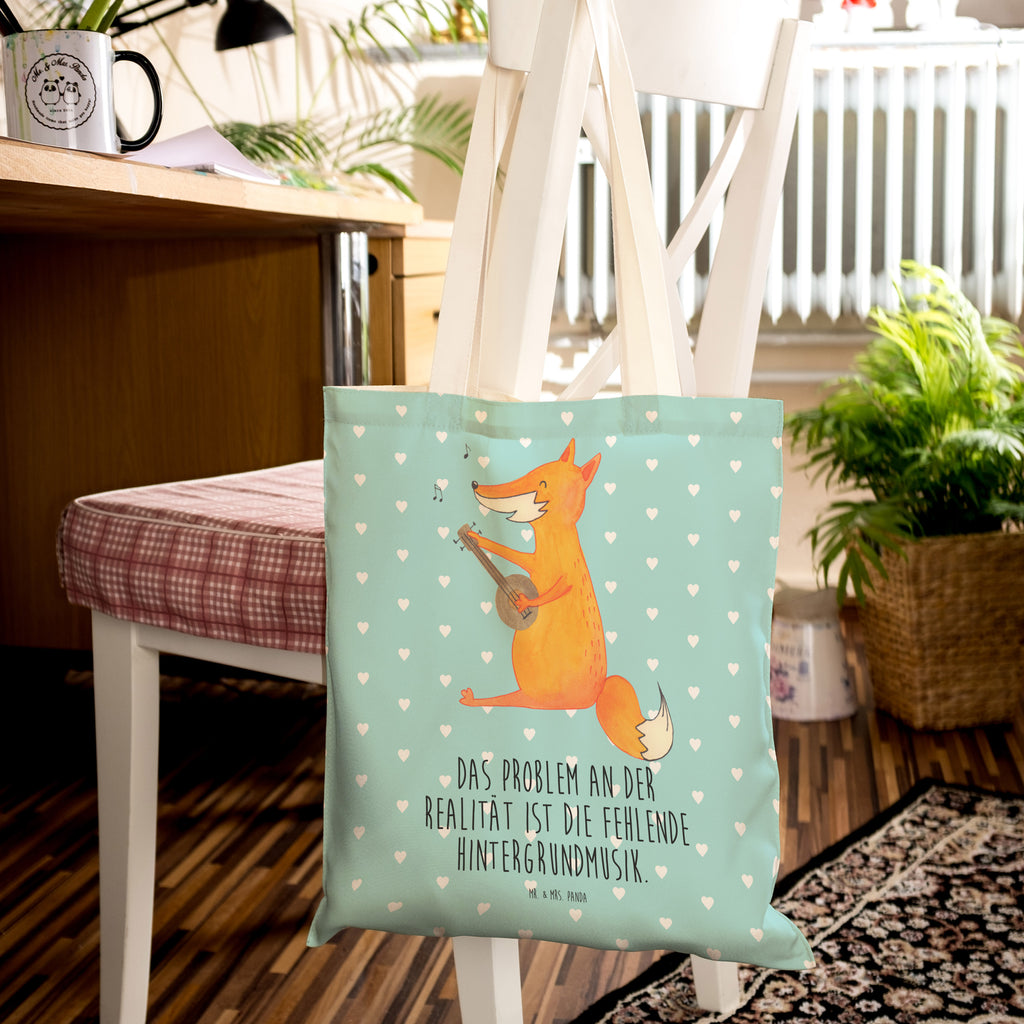 Einkaufstasche Fuchs Gitarre Tragetasche, Tasche, Beutel, Stofftasche, Baumwolltasche, Umhängetasche, Shopper, Einkaufstasche, Beuteltasche, Fuchs, Füchse, Geschenk Musiker, Musik Spruch, Musikerin, Sänger, Sängerin, Gitarre