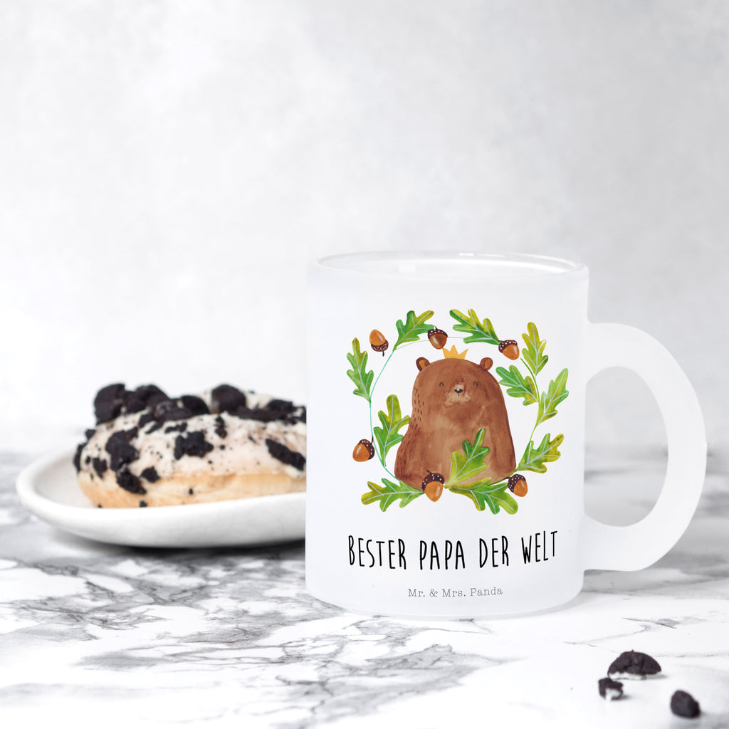 Teetasse Bär König Teetasse, Teeglas, Teebecher, Tasse mit Henkel, Tasse, Glas Teetasse, Teetasse aus Glas, Bär, Teddy, Teddybär, Papa, Papa Bär, bester Vater, bester Papa, weltbester Papa, Vatertag, Vater, Dad, Daddy, Papi