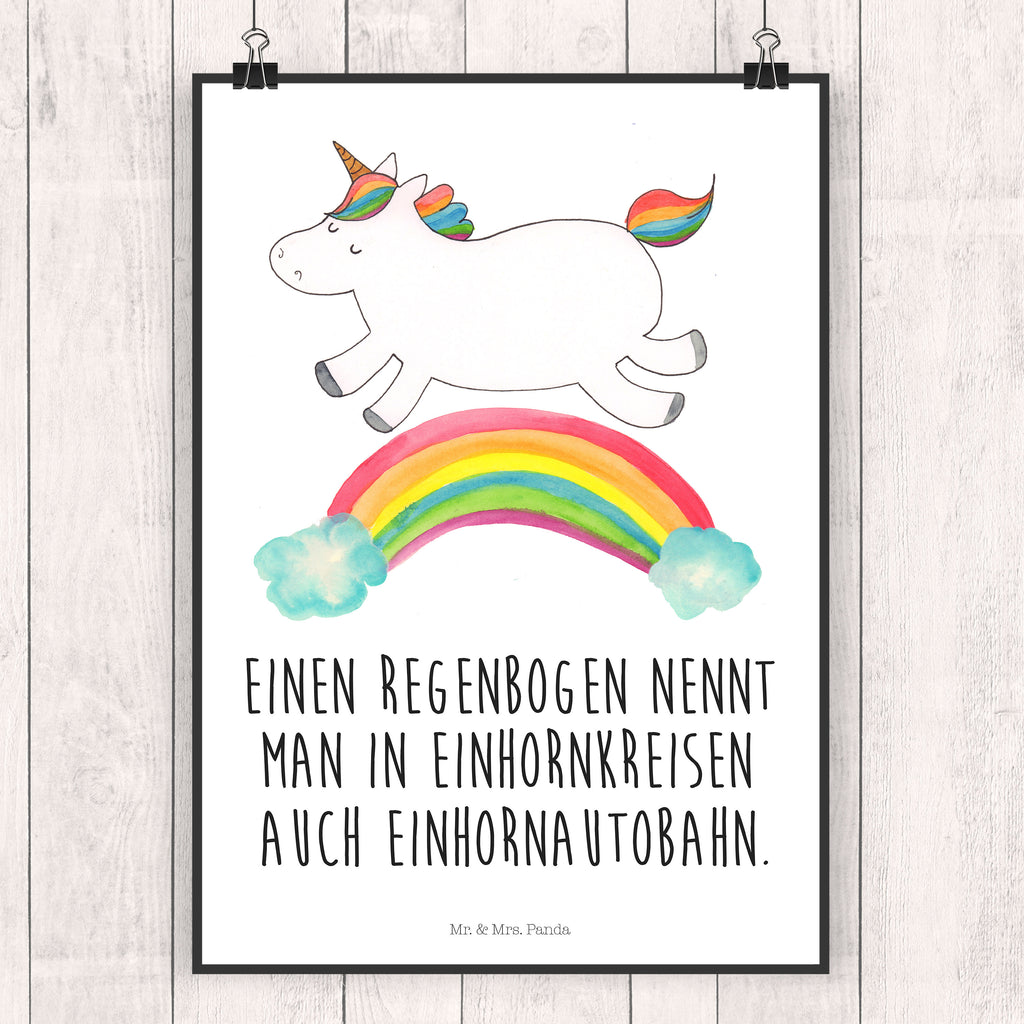 Poster Einhorn Regenbogen Poster, Wandposter, Bild, Wanddeko, Küchenposter, Kinderposter, Wanddeko Bild, Raumdekoration, Wanddekoration, Handgemaltes Poster, Mr. & Mrs. Panda Poster, Designposter, Kunstdruck, Posterdruck, Einhorn, Einhörner, Einhorn Deko, Pegasus, Unicorn, Regenbogen, Glitzer, Einhornpower, Erwachsenwerden, Einhornautobahn